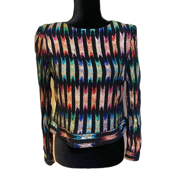 Lloyd Williams Tops - Lloyd Williams Vintage Metallic Sparkly Rainbow Women’s Top Sz 4